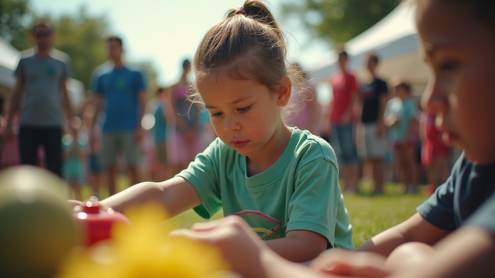Eye-level view of a community event with people engaging in activities