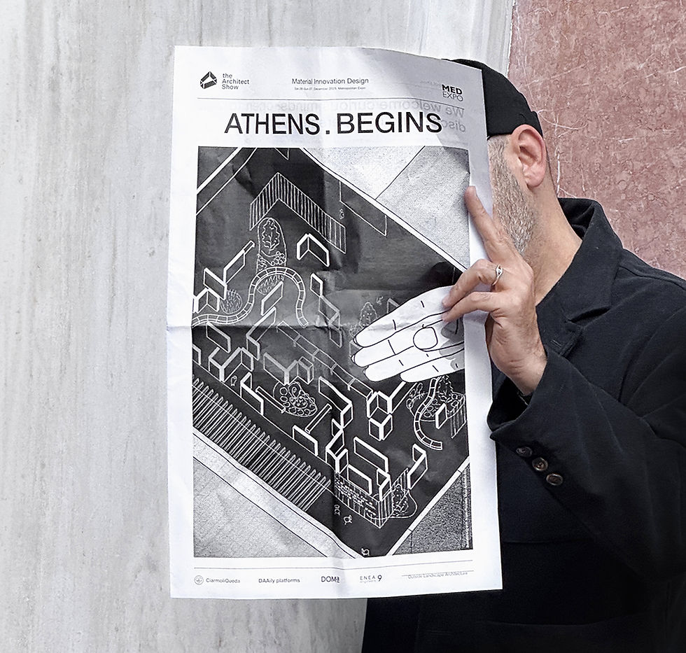 The main page of the Athens. Begin newspaper with the shortcut from the animation made by Musa Architects + Archwalks