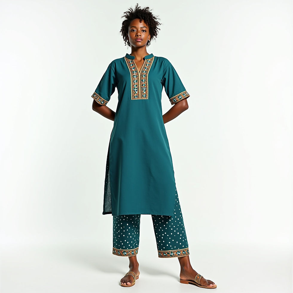 Teal Geometric Kurta
