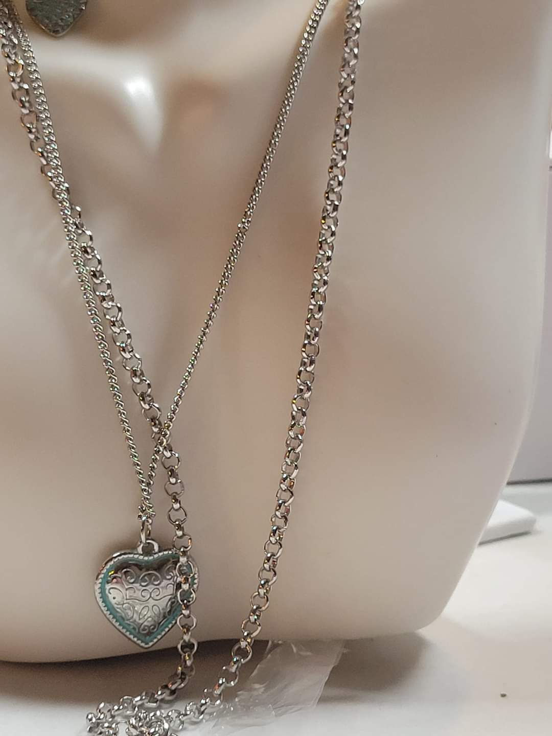 Three layer silver necklace 