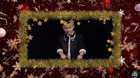 Red & Gold Holiday Ornament Frame Overlay with Cutout