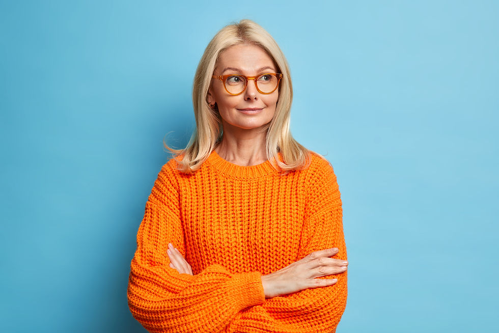 Woman thinking happily 