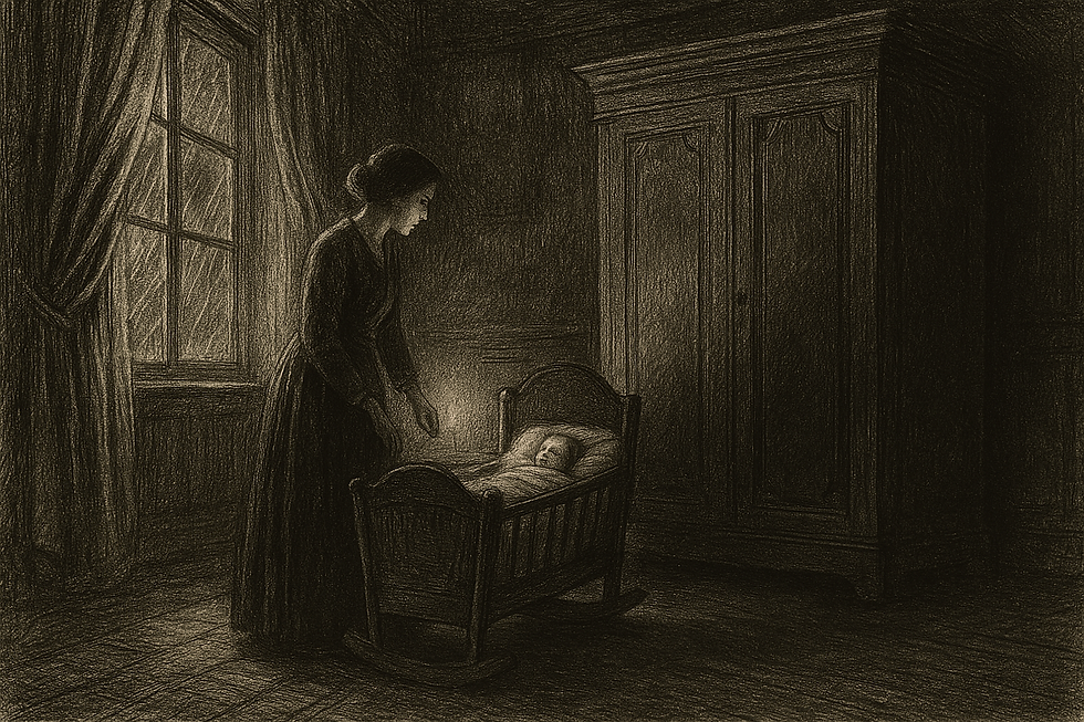 La protagoniste devant son enfant