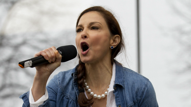 Activist Ashley Judd delivers Nina Donovan's message at the Women's March on Washington.