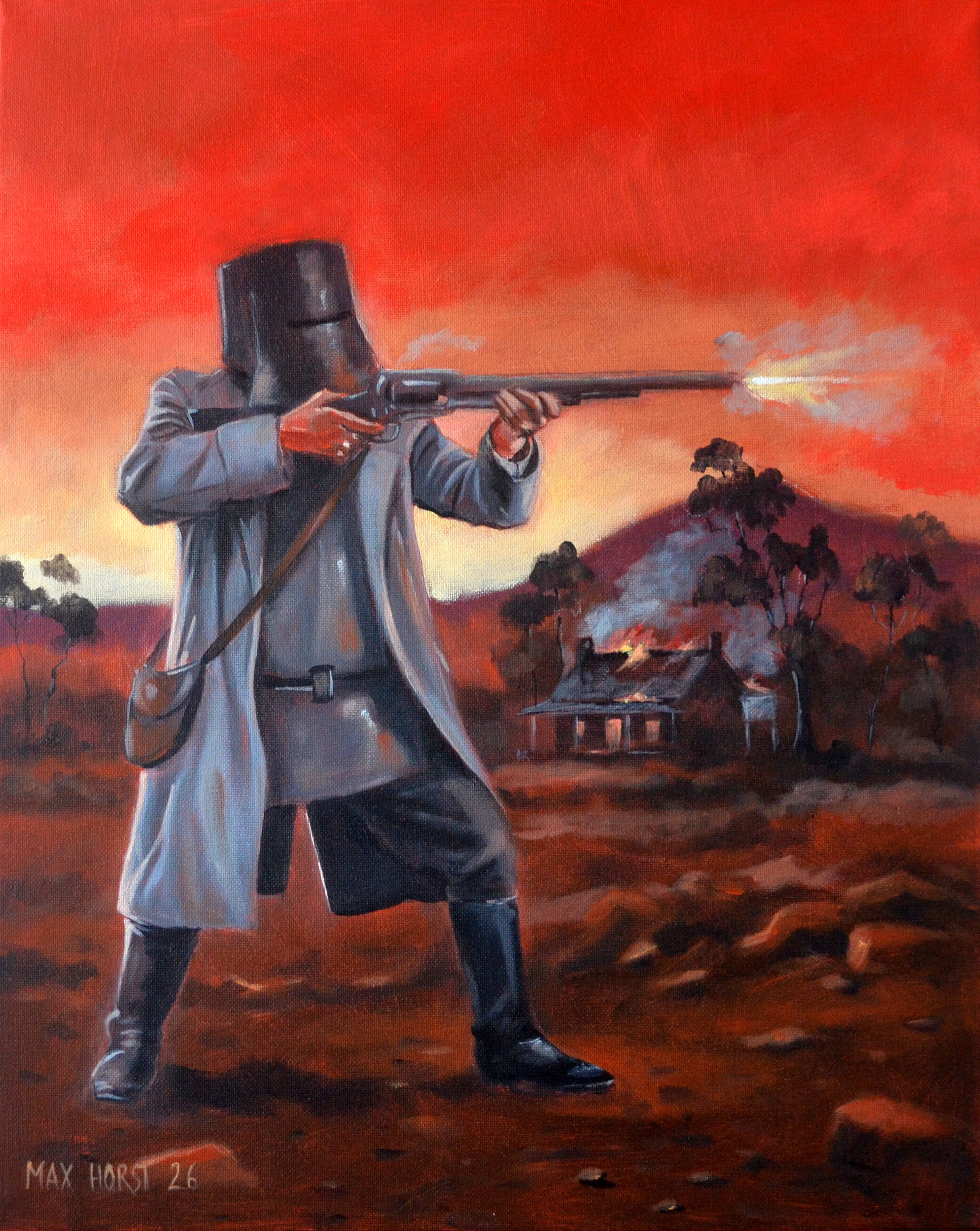 "Ned Kelly last stand"  by Max Horst painting on canvas