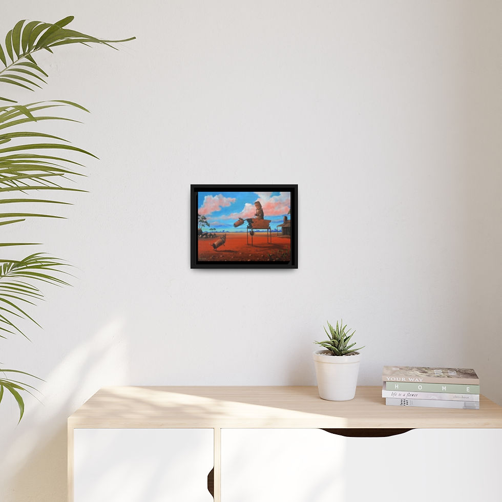 Thumbnail: "Ned Kelly and his dog" by Max Horst framed PRINT on canvas