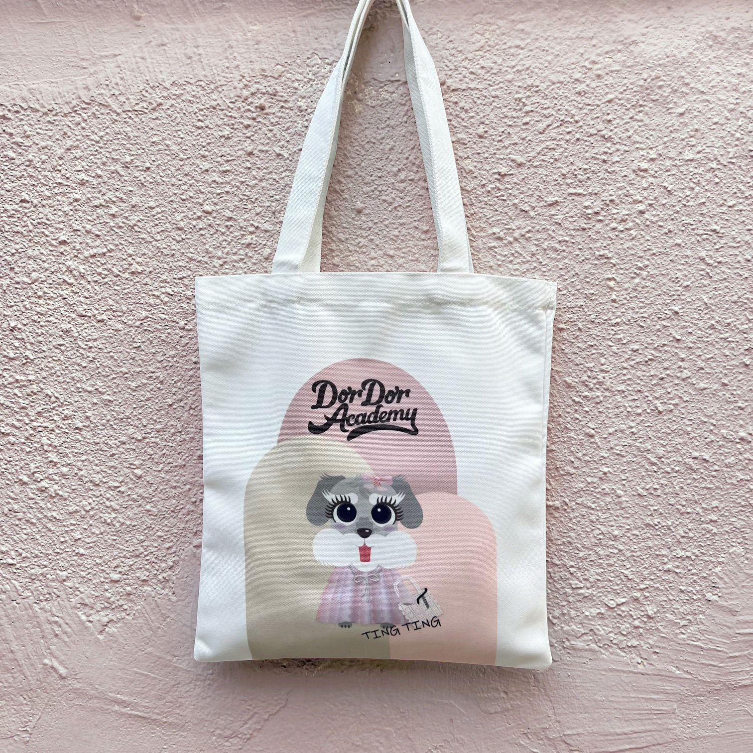 DOR DOR ACADEMY Canvas Printed Shoulder Tote Bag - TING TING