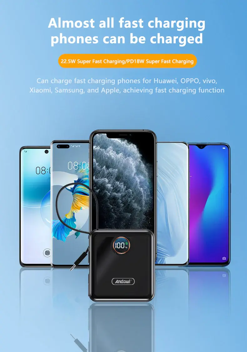Thumbnail: Andowl Q-CD227 15,000mAh PD 22.5W QC Fast Charge PowerBank with Battery Meter