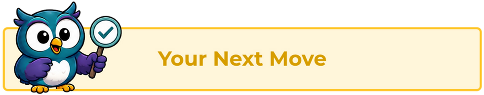 Site Sleuth banner featuring Rowan holding a magnifying glass with a checkmark beside the "Your Next Move" heading.