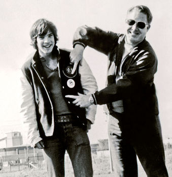 Don Daber with Terry Hovell who's wearing a Utica Yankees button (1973)