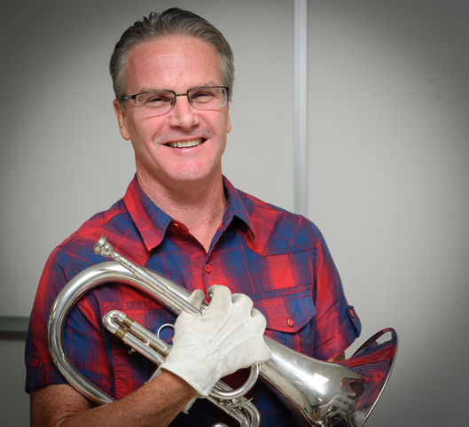 A Mellophone player (Oktobercorps rehearsal, Sept 9, 2018)