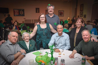 Back: Heather & Jim; Front: Rick & Mike with their mom in between, Rose & George (Wearing of the Green, 2014)