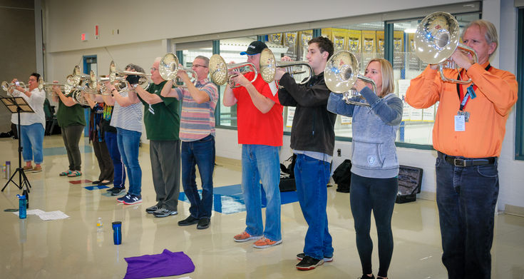 The 'marching' mellophones (Oktobercorps rehearsal, October 6, 2018)