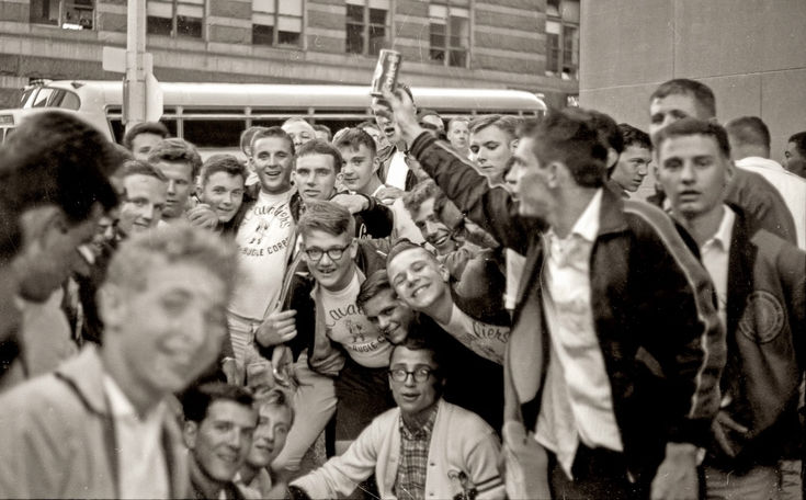 Some members of Cavaliers and Optimists (don't go by the jackets) (Great Circus Parade, Milwaukee, 1964)