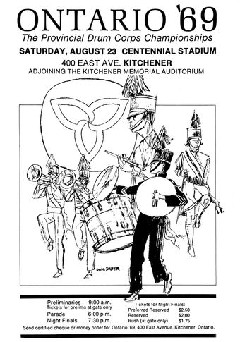 Don Daber's artwork for 1969 Ontario Drum Corps Championships