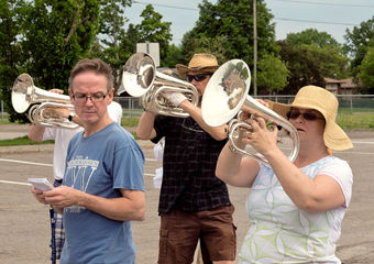 John, Bill & Heather, Optimists Alumni rehearsing (Oshawa Exhibition, June 1, 2013)