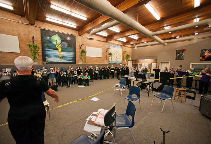 massed corps rehearse 'Walk Alone' (Simcoe, 2012)
