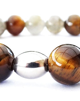 Bracelet 8 mm en pierre naturelle Œil de tigre et Labradorite