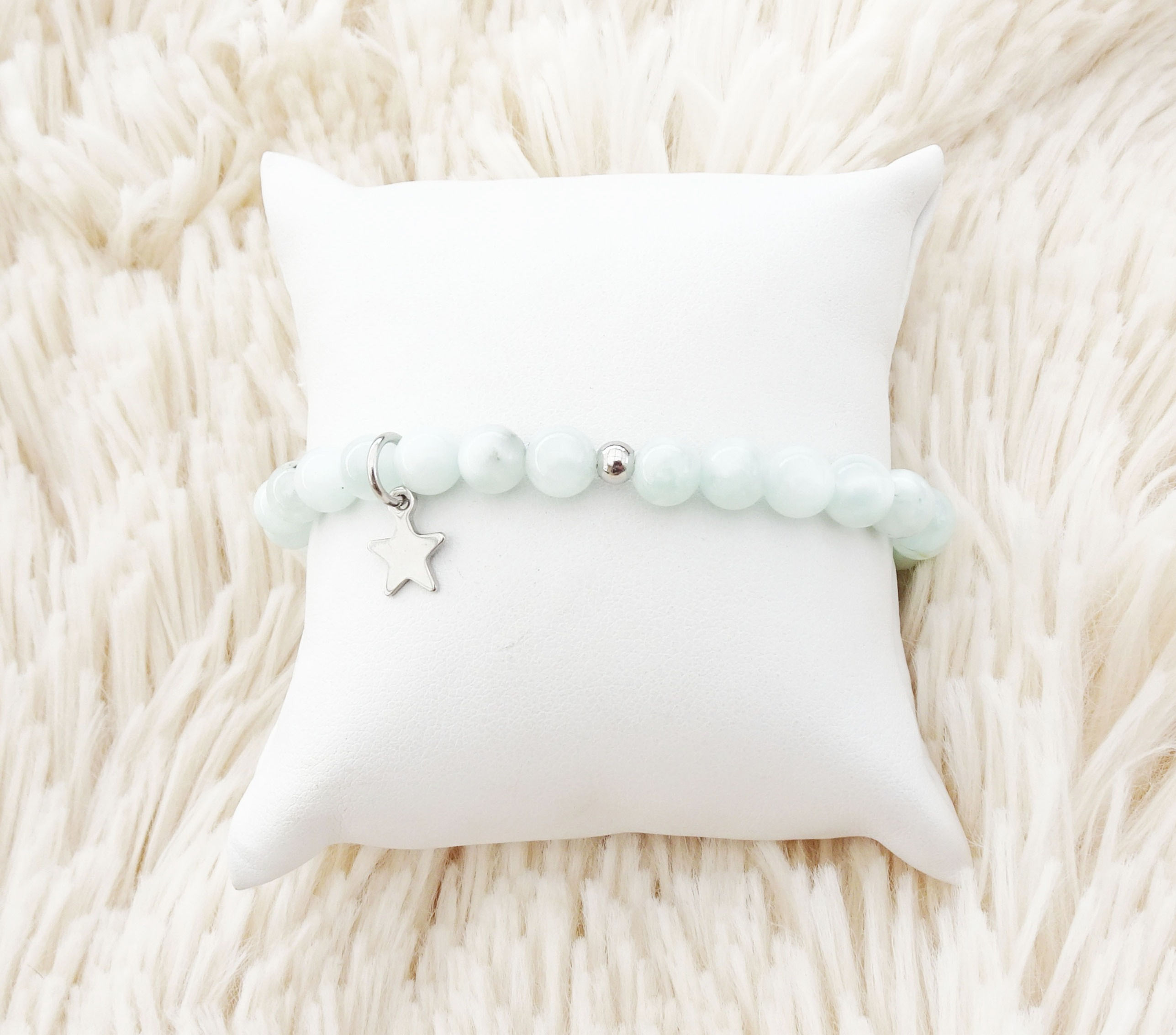 Bracelet réalisé en pierre naturelle Pierre de lune verte d'Inde