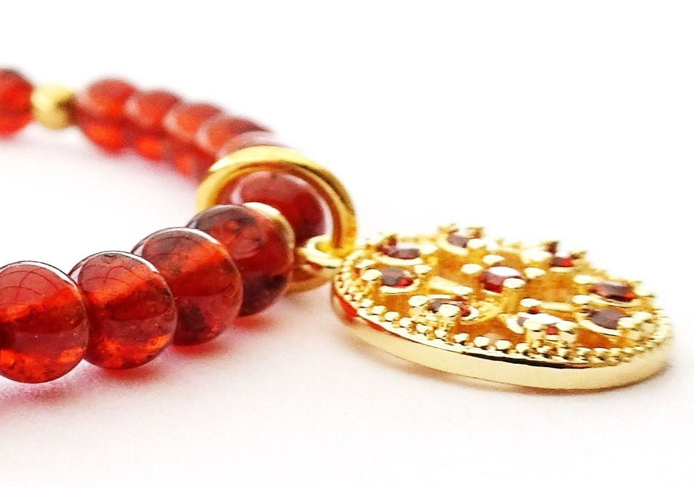 Bracelet élastique réalisé en pierre naturelle Grenat Spessartite du Brésil