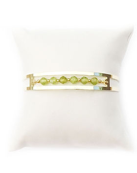 Bracelet jonc réglable en pierre naturelle facettée Péridot d'Egypte