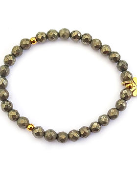 Bracelet réalisé en pierre naturelle Pyrite facettée d'Afrique