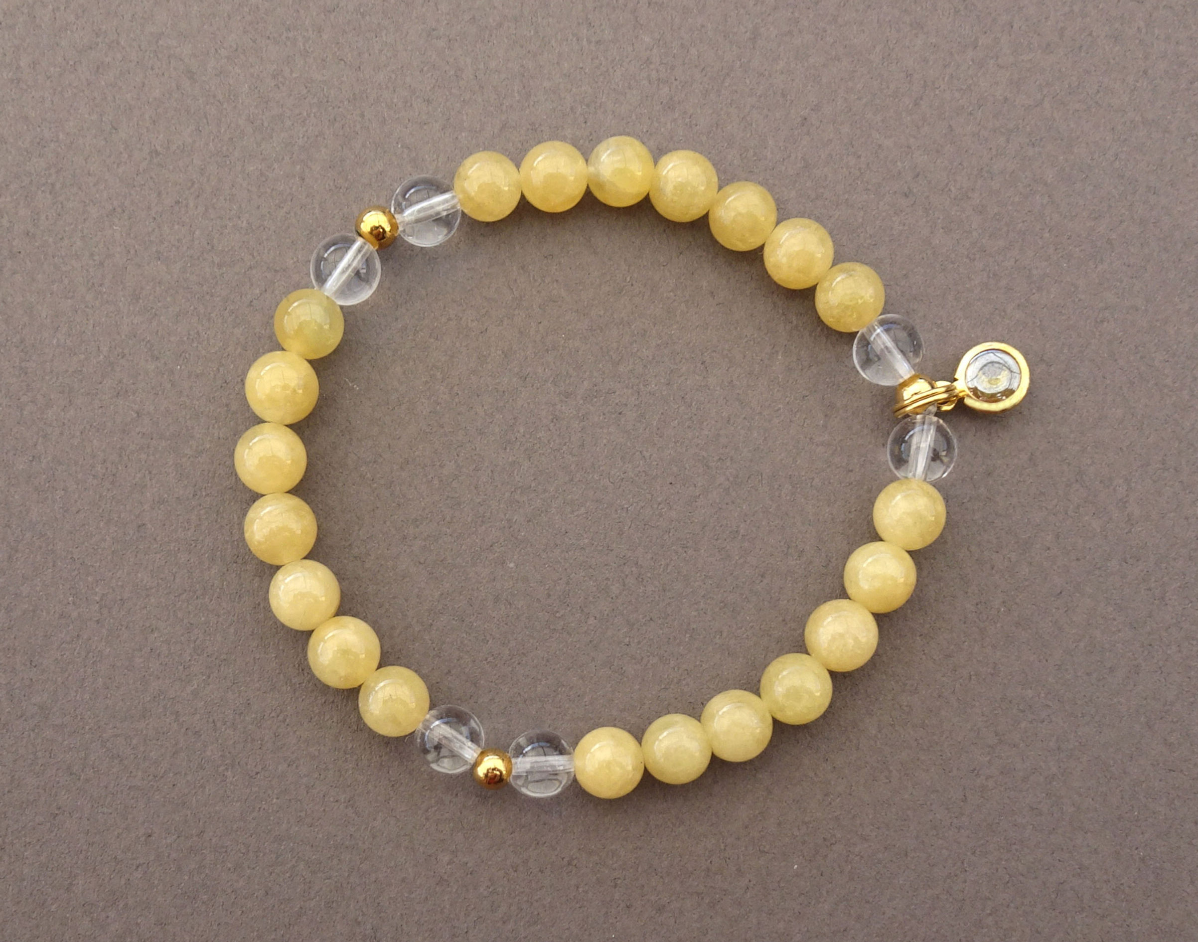 Bracelet UNIQUE et TRES RARE en pierre naturelle Héliodore et Cristal de roche
