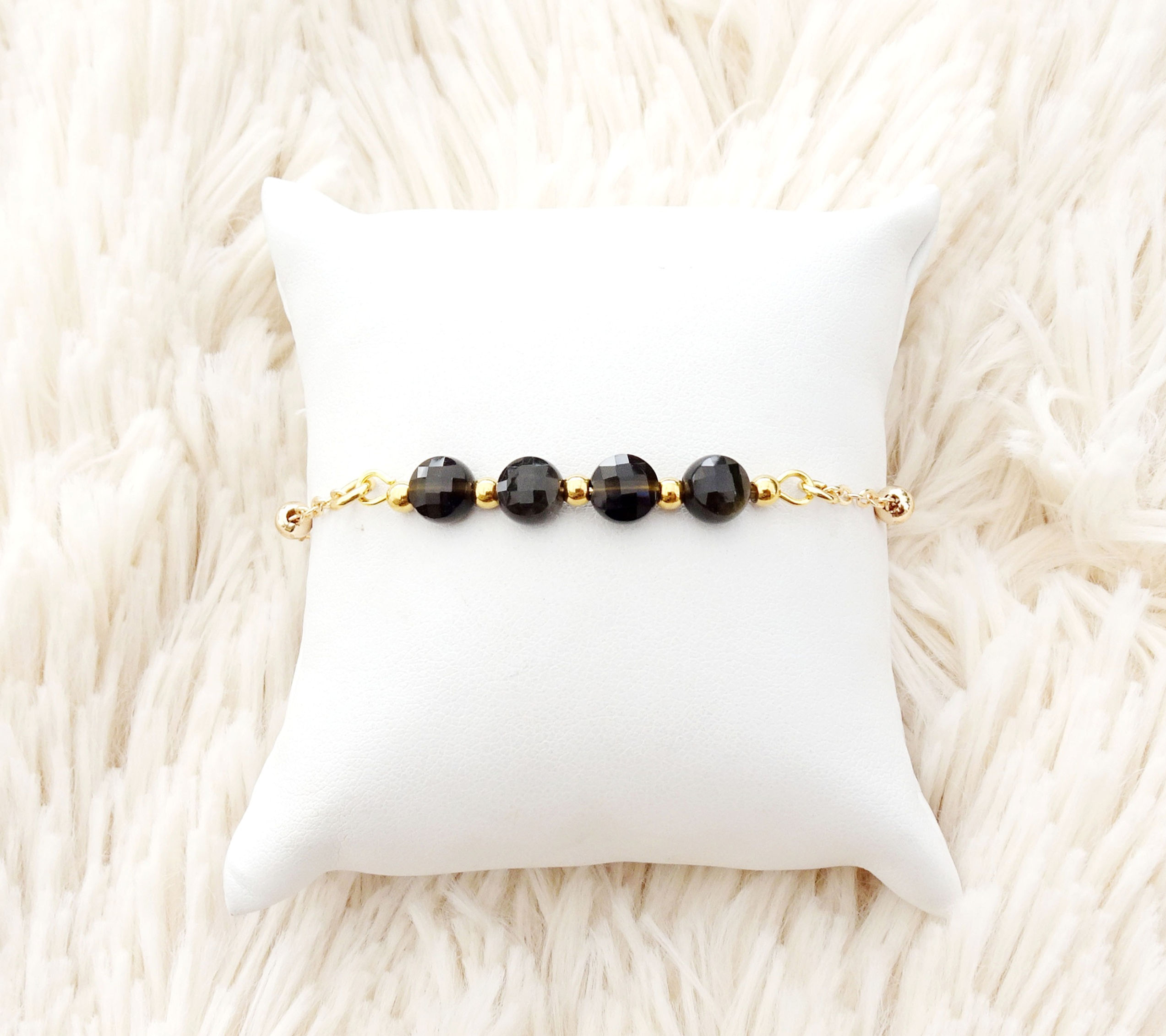 Bracelet réalisé en pierre naturelle Obsidienne dorée du Mexique