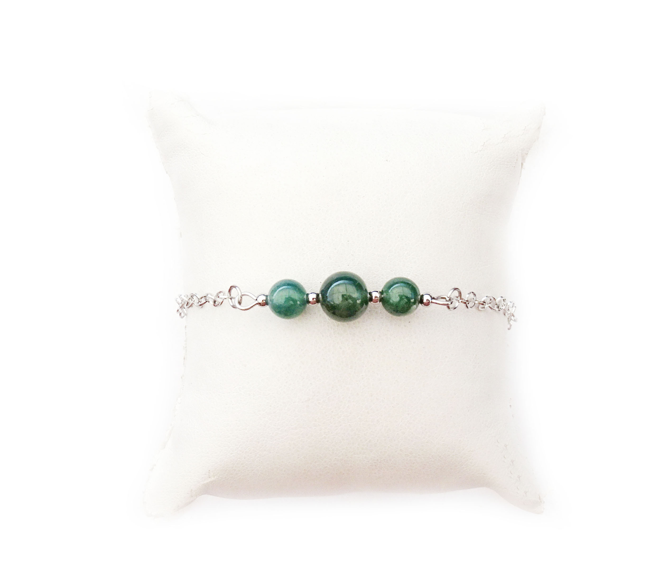 Bracelet chaîne réalisé en pierre naturelle Agate mousse d'Inde