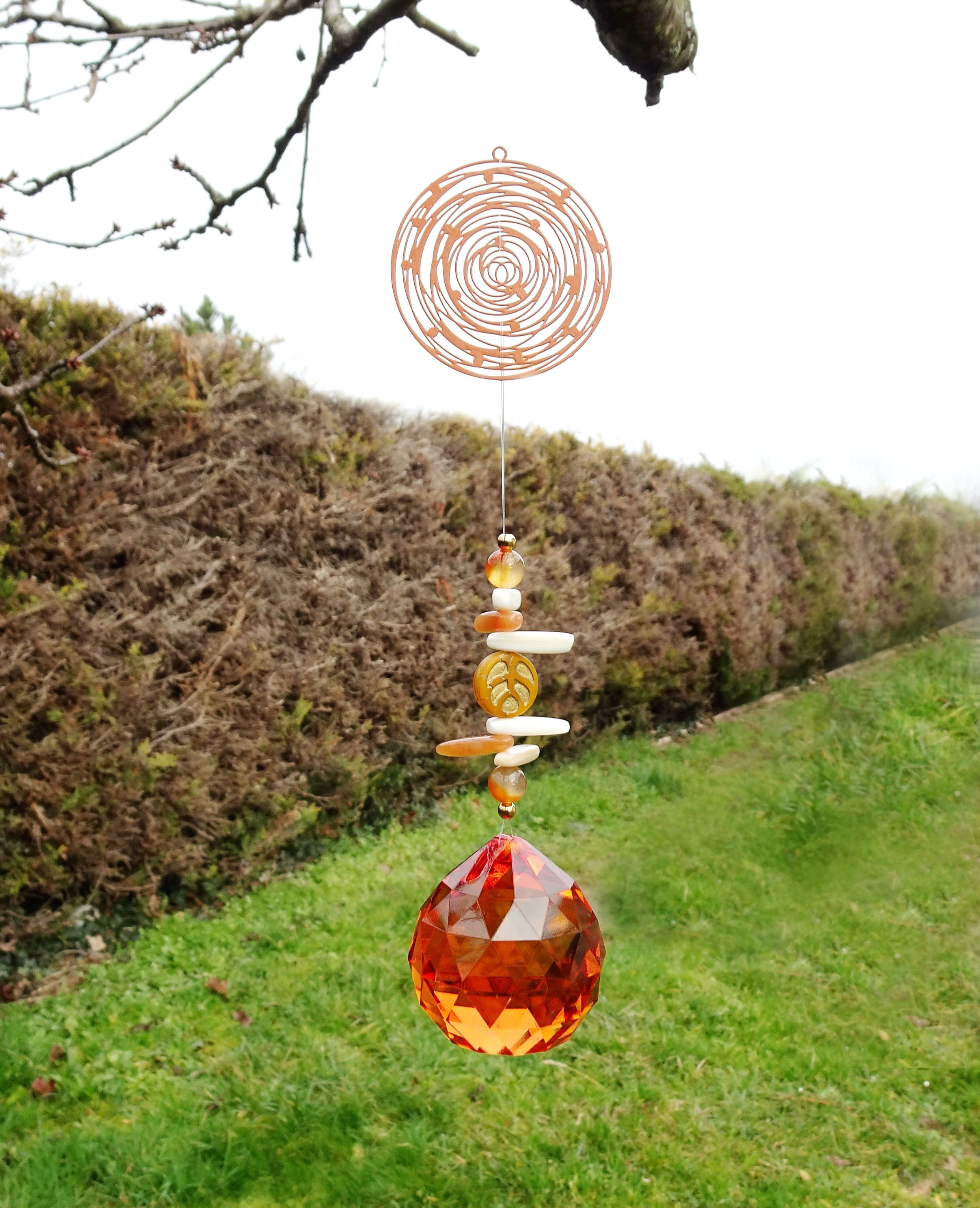Cristal FENG SHUI (40 mm) en Cornaline, Aventurine orange et Nacre