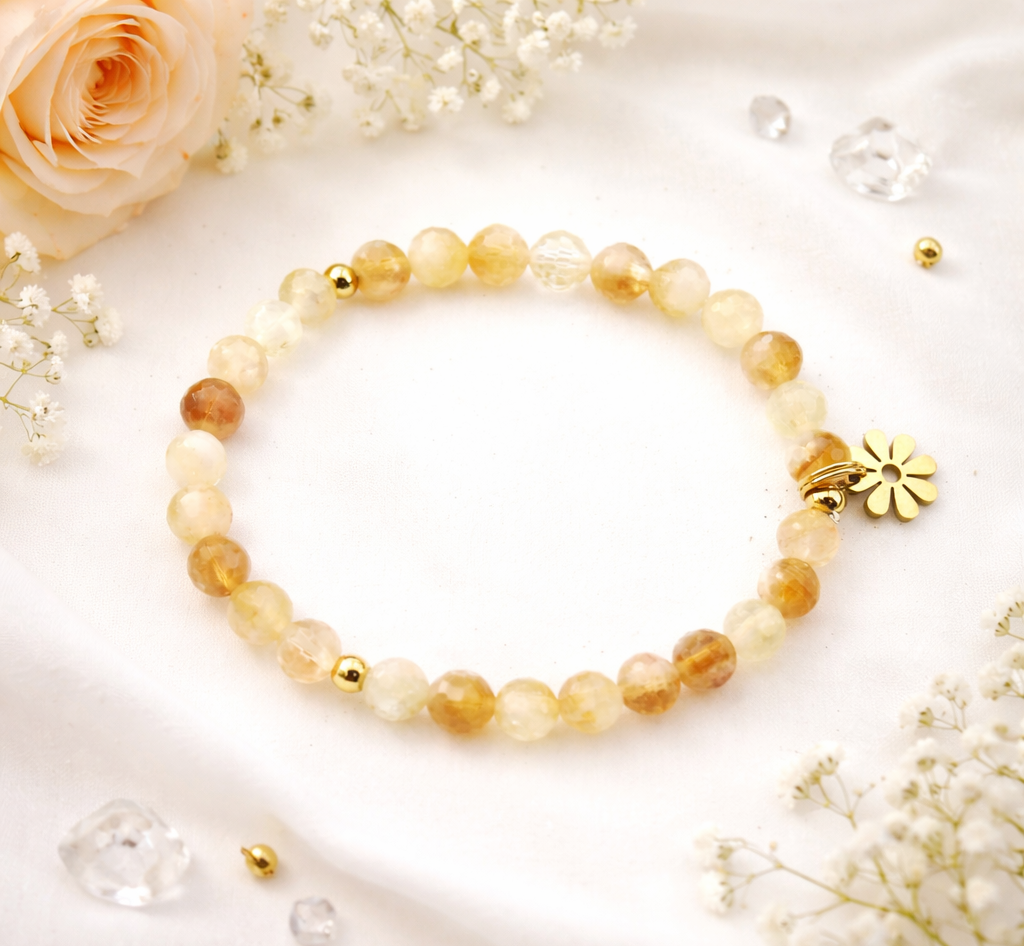 Bracelet réalisé en VERITABLE pierre naturelle Citrine facettée du Brésil