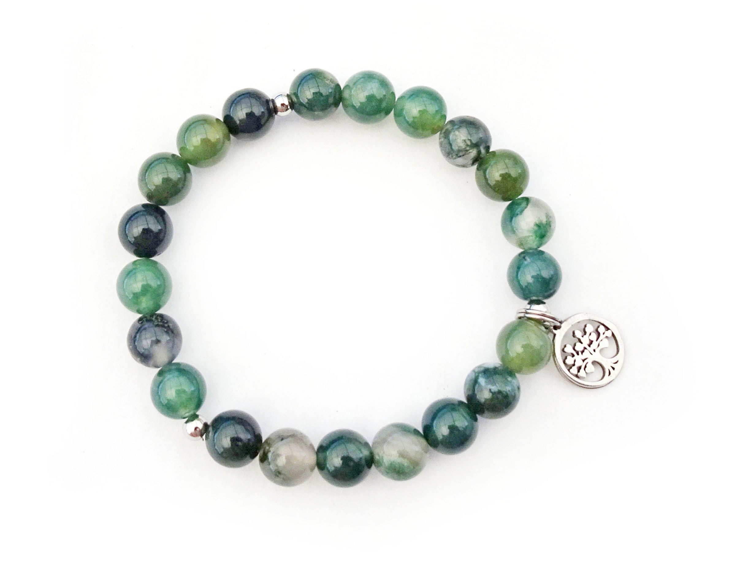 Bracelet réalisé en pierre naturelle Agate mousse d'Inde