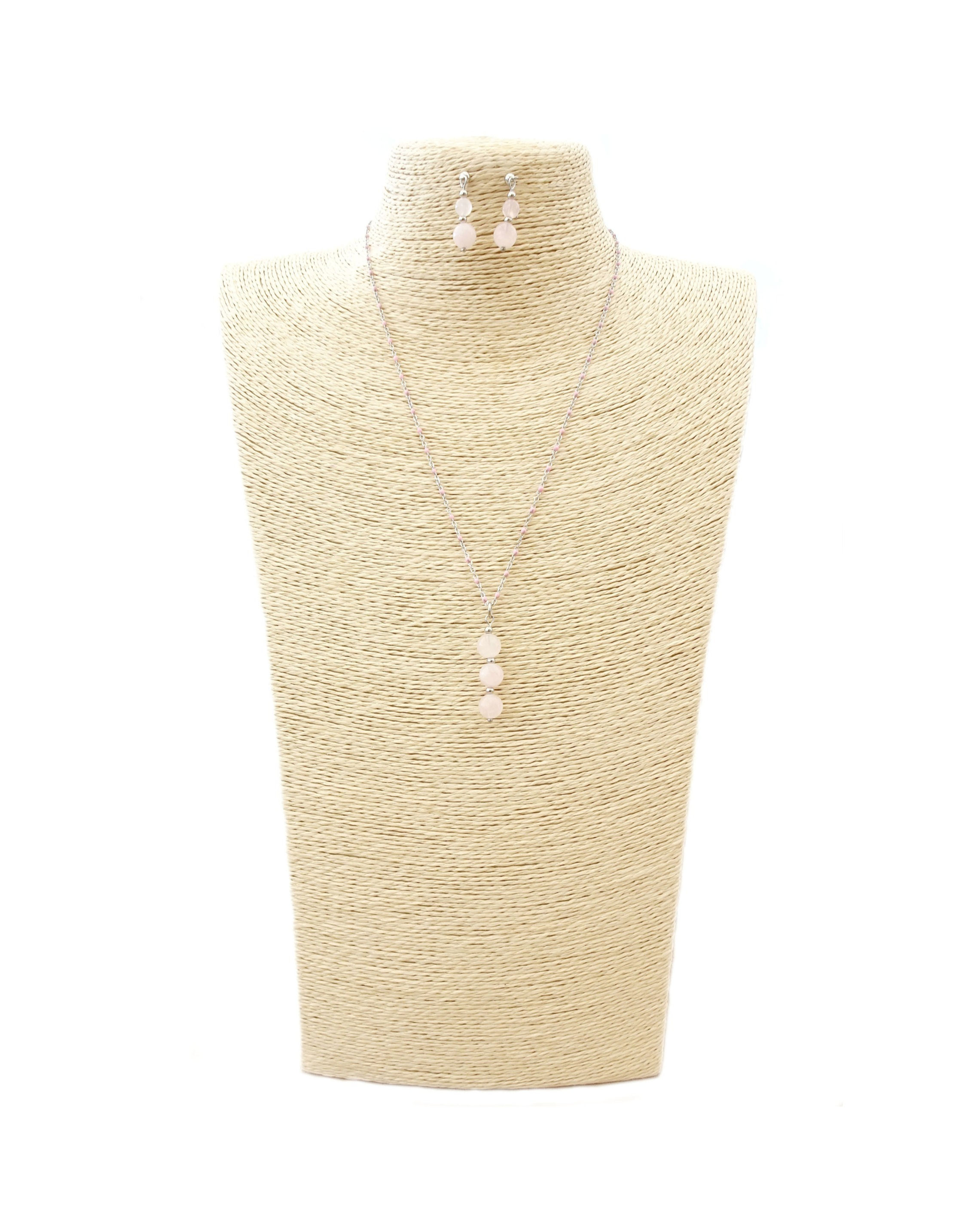 Parure réalisée en pierre naturelle Quartz rose de Madagascar