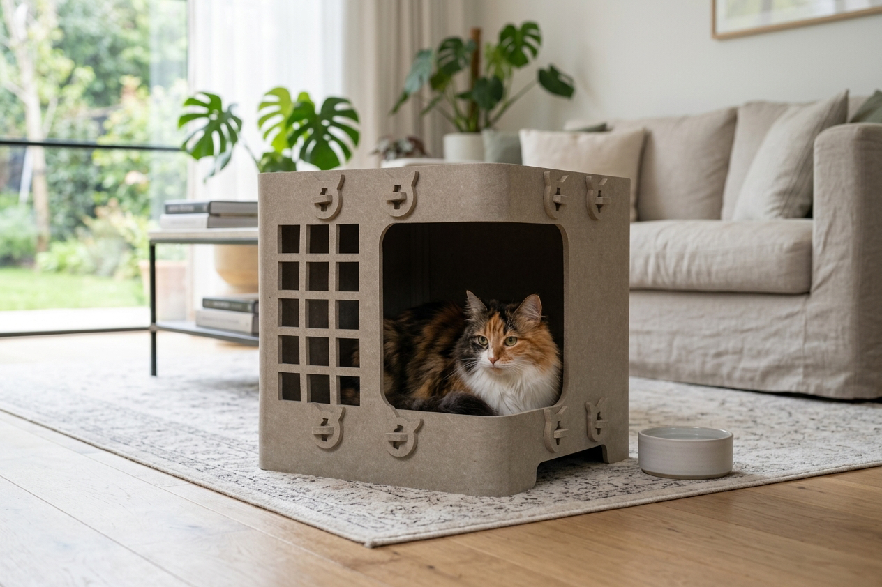 Dayanıklı Esnek Keçe Ketoki Tek Katlı Kedi Evi