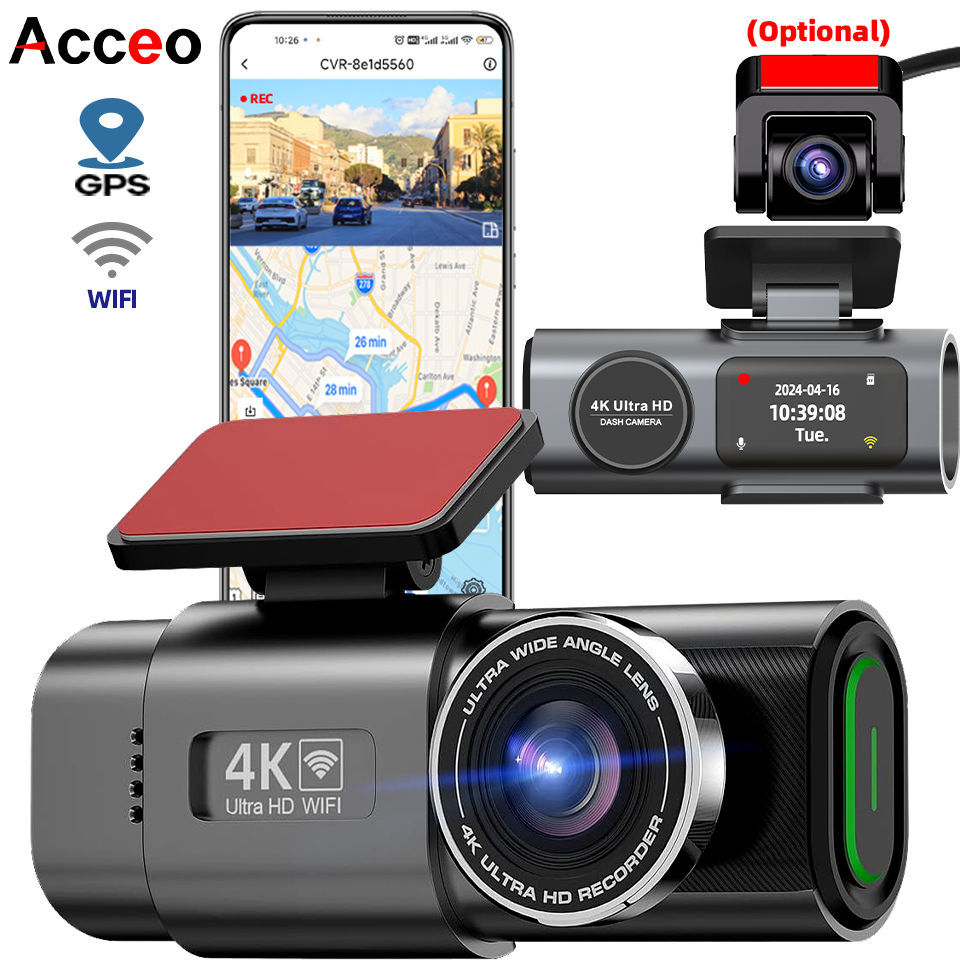 Dash Cam 4K UHD Recording Car Camera DVR Night Vision Video Recorder Built-In Wi