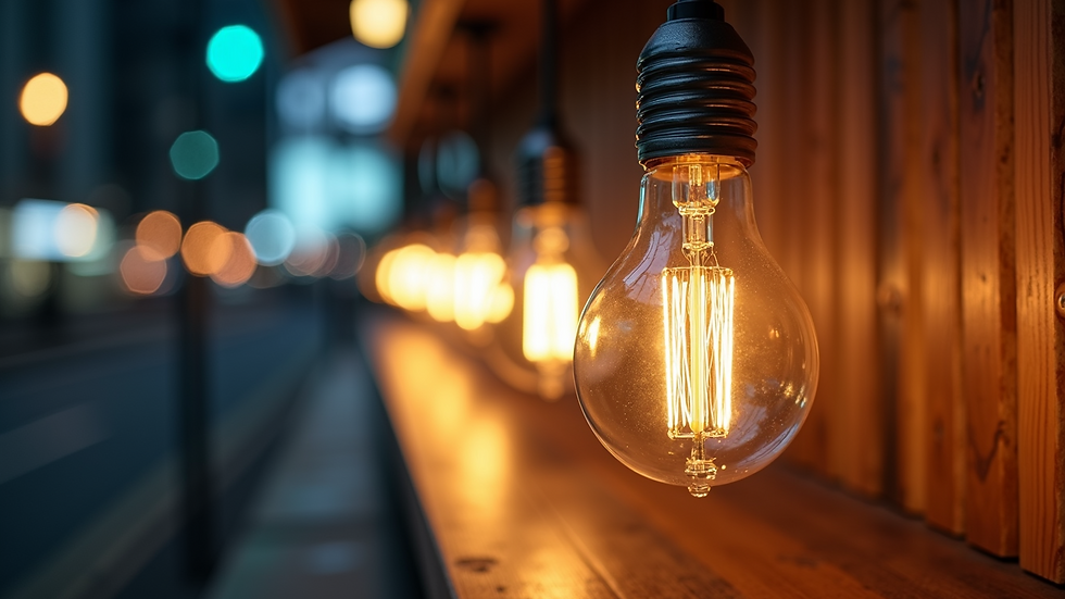 Close-up view of energy-efficient LED light bulbs