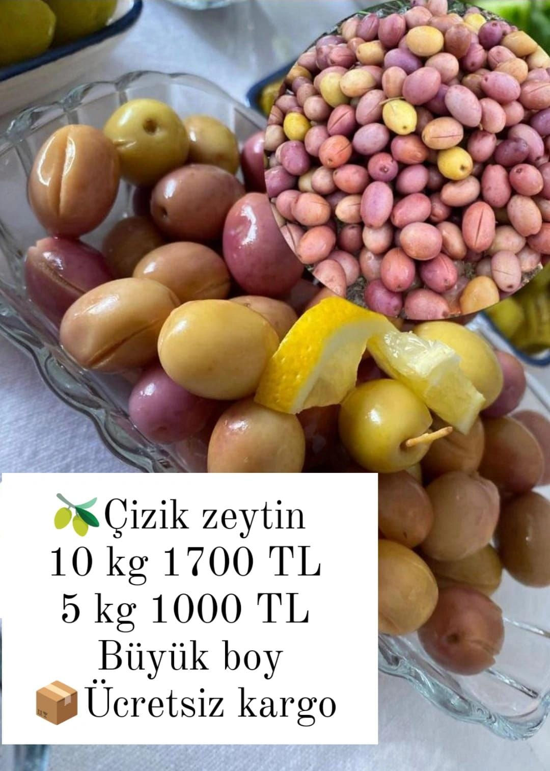 Çizik Zeytin, Büyük Boy, Doğal Salamura, Katkısız, 5 KG ve 10 KG Seçenekli