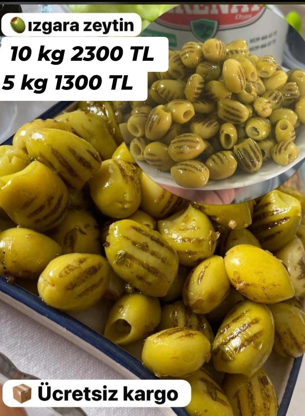Izgara Zeytin, Doğal Yeşil Zeytin, Baharatlı ve Katkısız, 5 KG ve 10 KG Seçenek