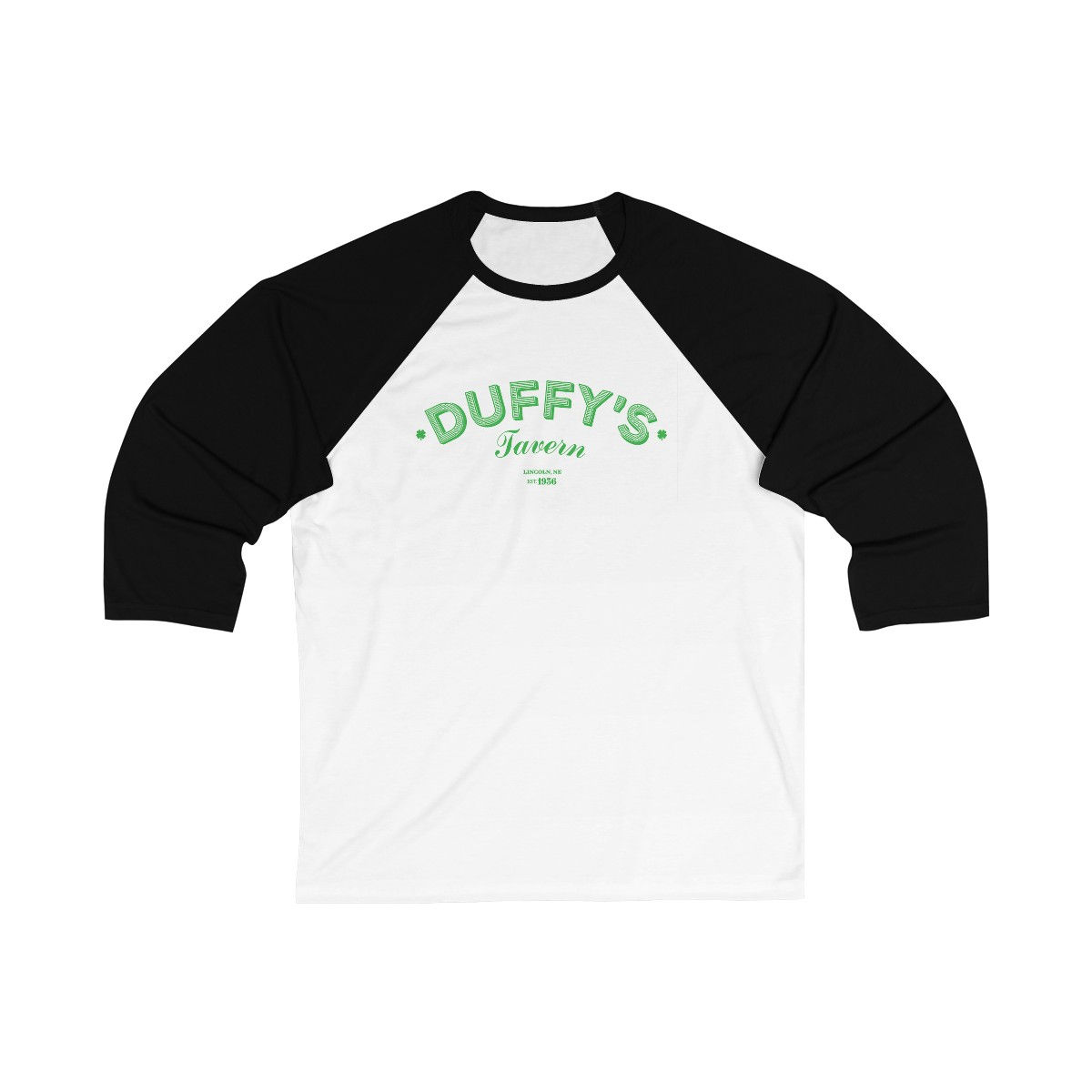 Duffy's Logo Unisex 3\4 Sleeve Baseball Tee - Modern Fit