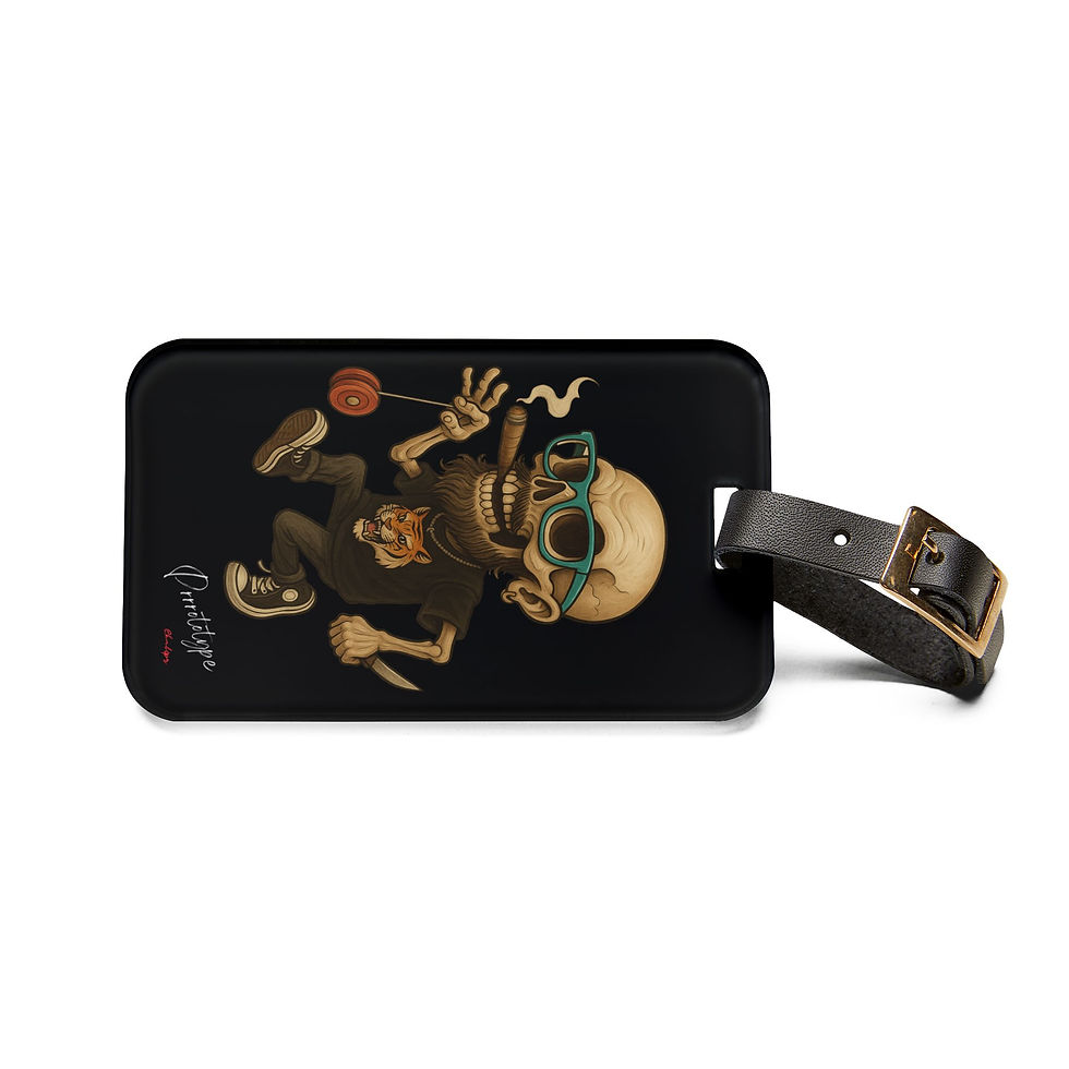 Thumbnail: Skull Yo-Yo Luggage Tag — Retro Skater Skeleton Travel ID