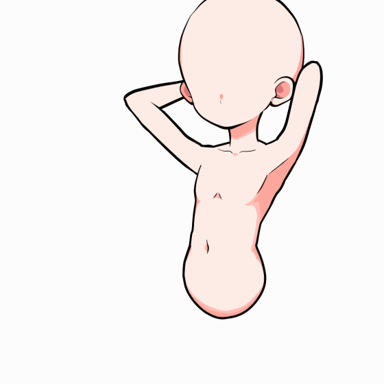 頭の後ろで組む