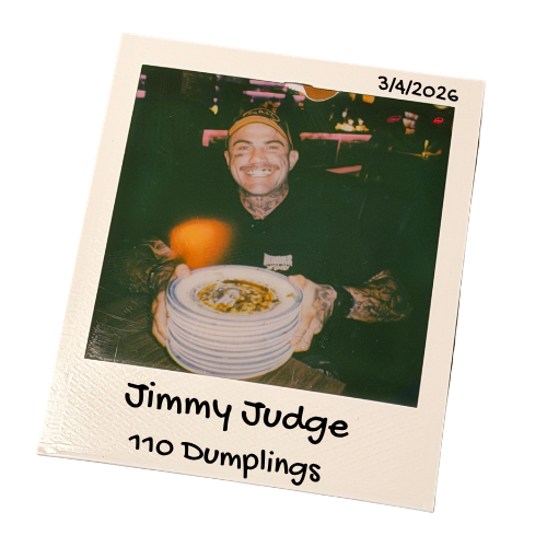 Jimmy Judge devoured 110 of our Happy Hour Dumplings in under 11 minutes. More stomach than man!