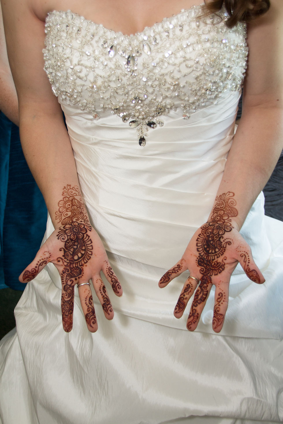 Bridal henna on the hands.