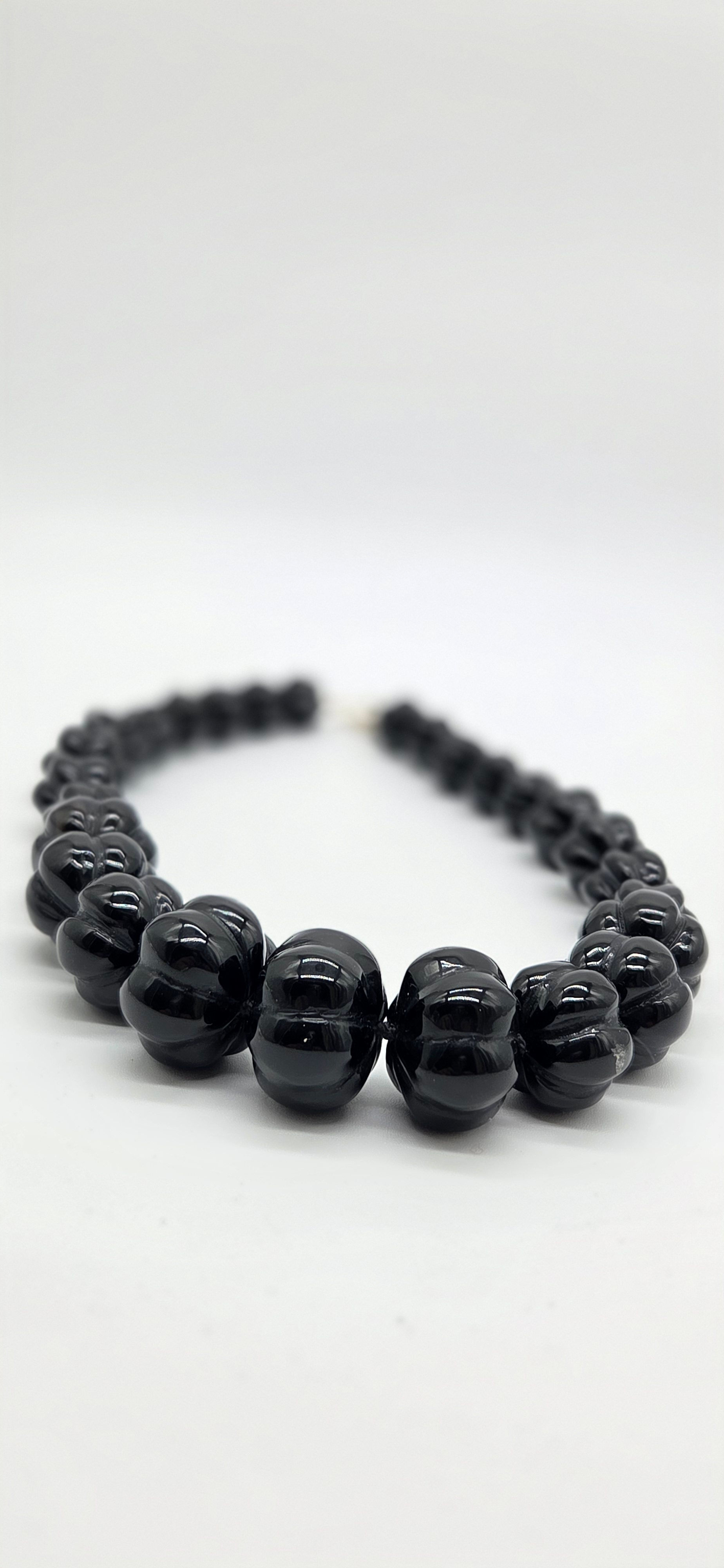 Carved black Onyx necklace