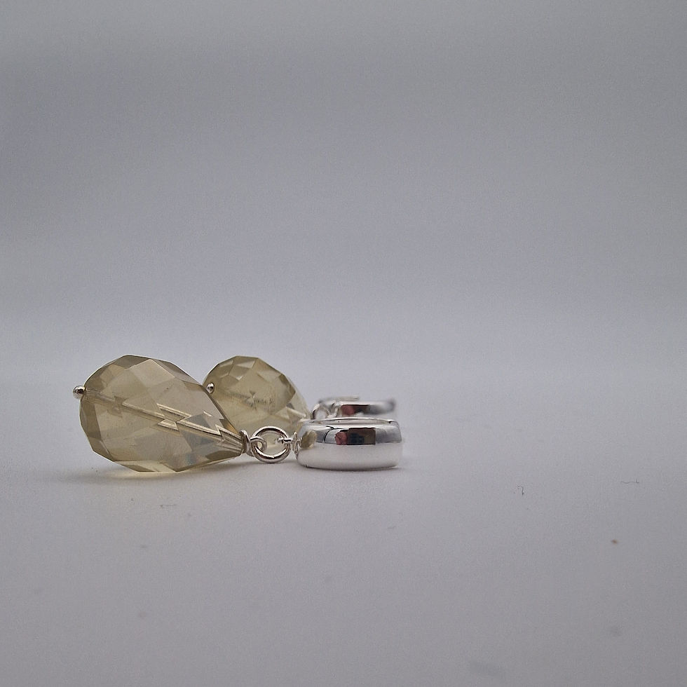 Thumbnail: Lemon quartz silver hoop earrings