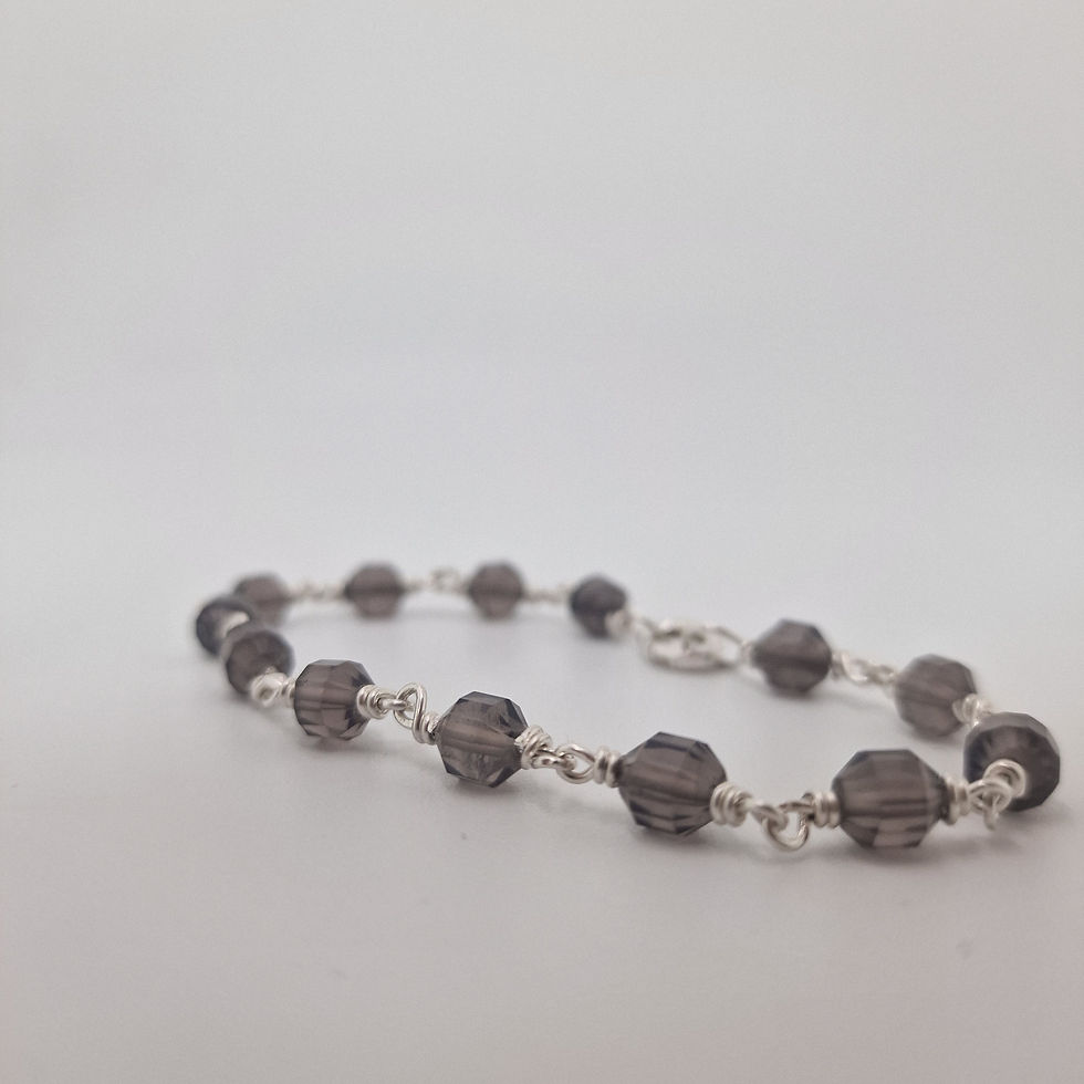 Thumbnail: Smokey quartz and sterling silver bracelet