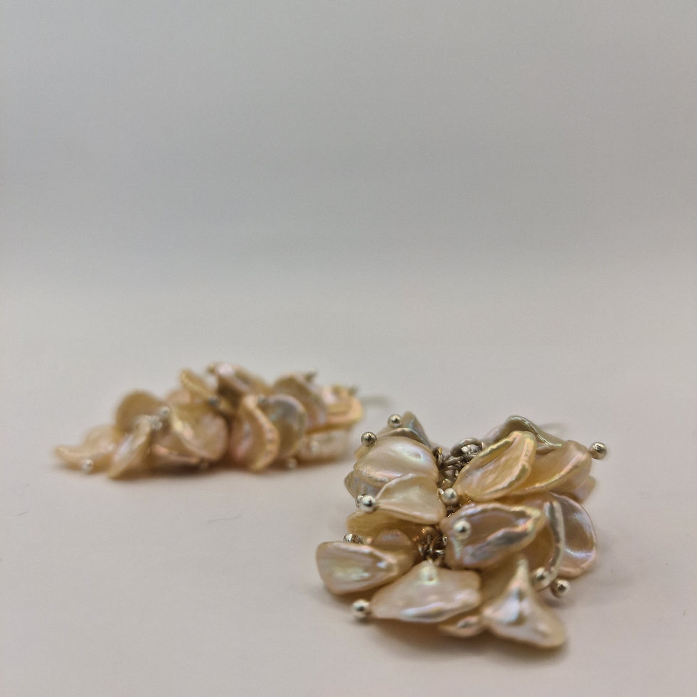 Thumbnail: Keshi Pearl silver wire earings