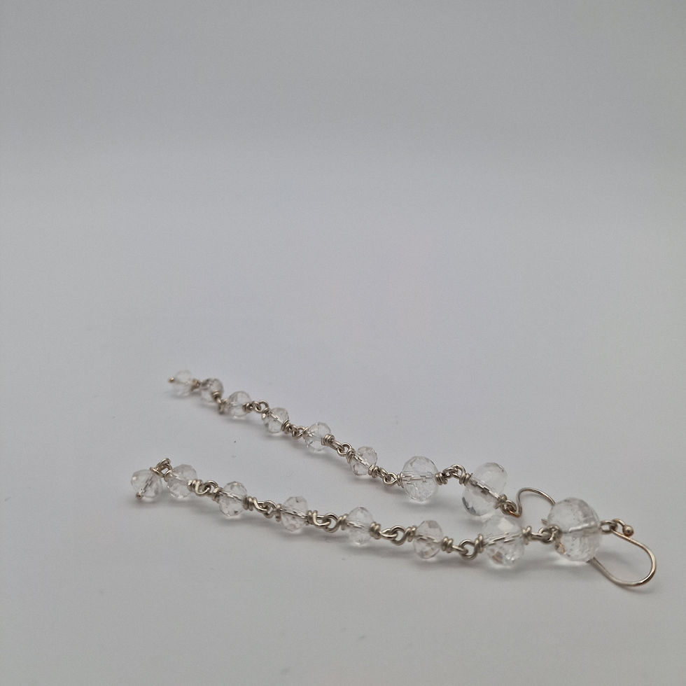 Thumbnail: Clear Quartz and sterling silver earrings