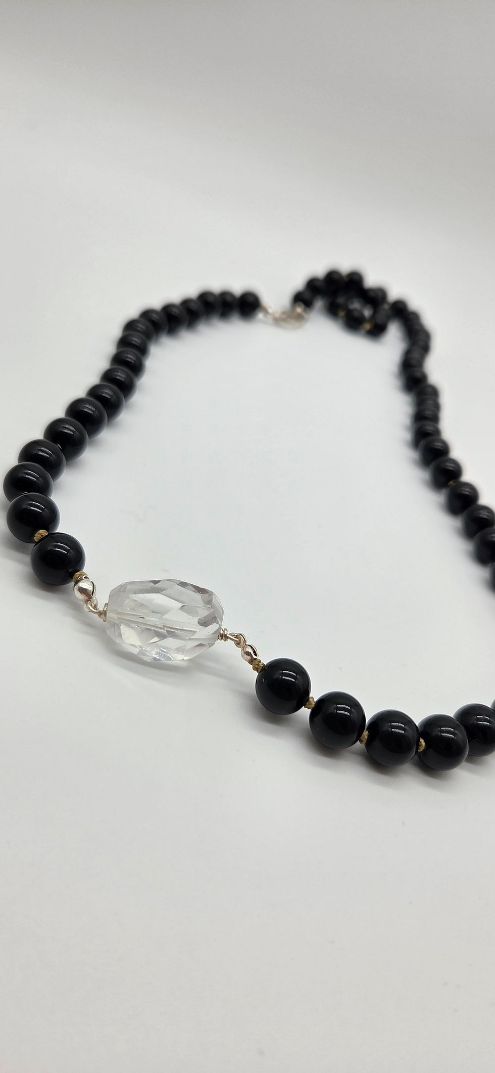 Thumbnail: Black obsidian & Clear quartz longline necklace