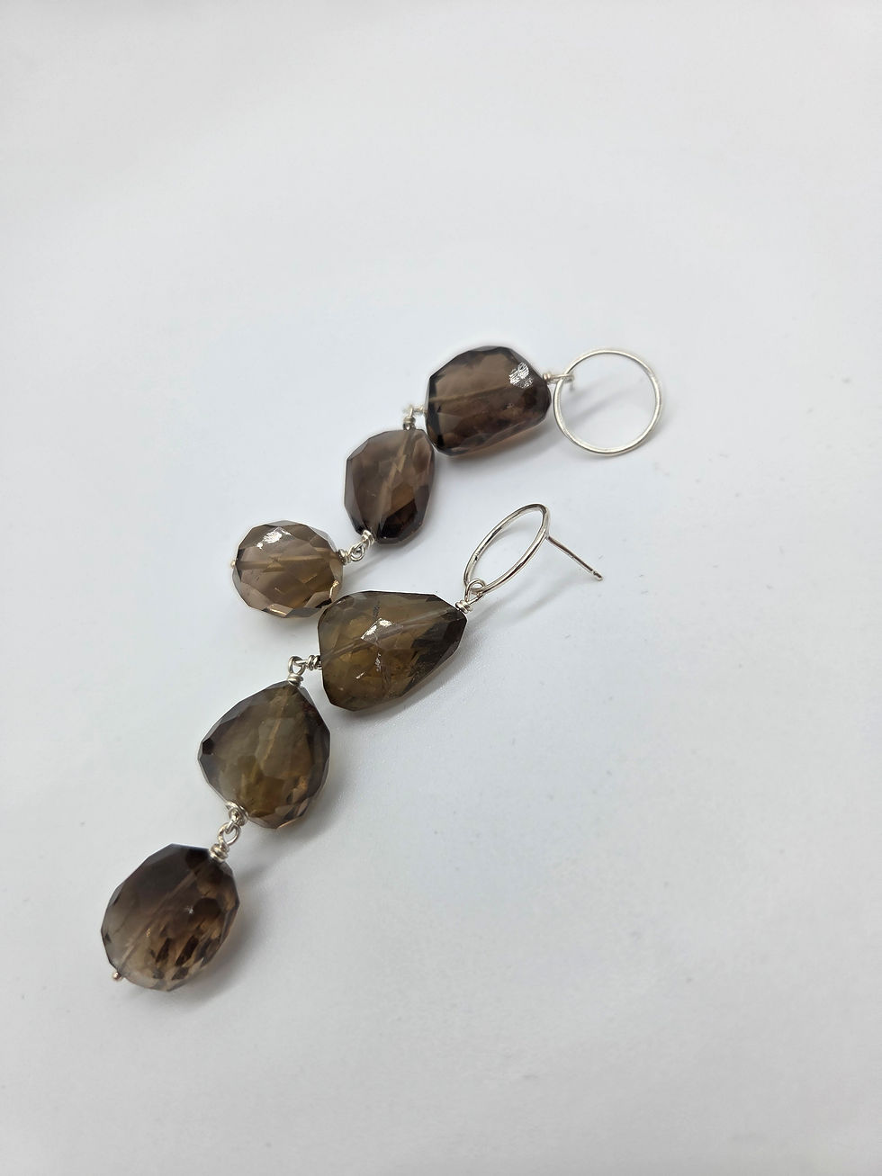 Thumbnail: Smoky Quartz ring drop earrings
